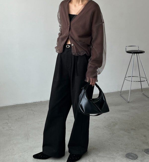  「【1枚で着映え】チュールレイヤードカーディガン」|カーディガン|