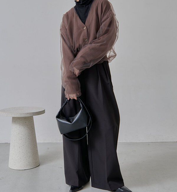  「【1枚で着映え】チュールレイヤードカーディガン」|カーディガン|