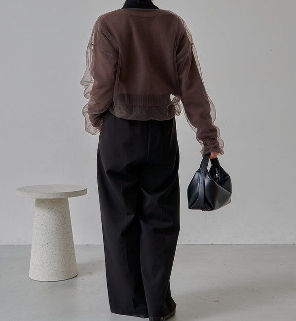  「【1枚で着映え】チュールレイヤードカーディガン」|カーディガン|