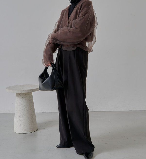  「【1枚で着映え】チュールレイヤードカーディガン」|カーディガン|