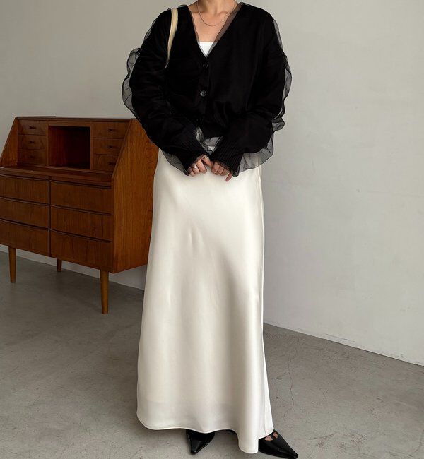  「【1枚で着映え】チュールレイヤードカーディガン」|カーディガン|