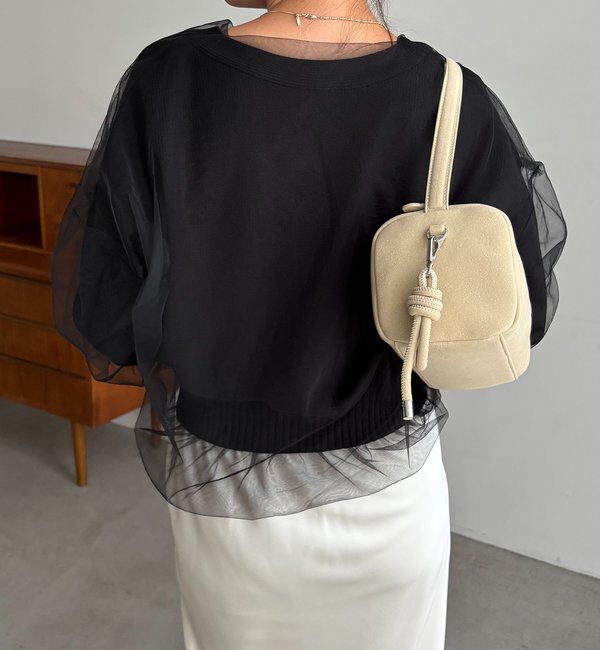  「【1枚で着映え】チュールレイヤードカーディガン」|カーディガン|