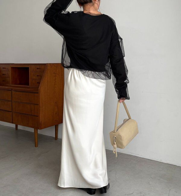  「【1枚で着映え】チュールレイヤードカーディガン」|カーディガン|