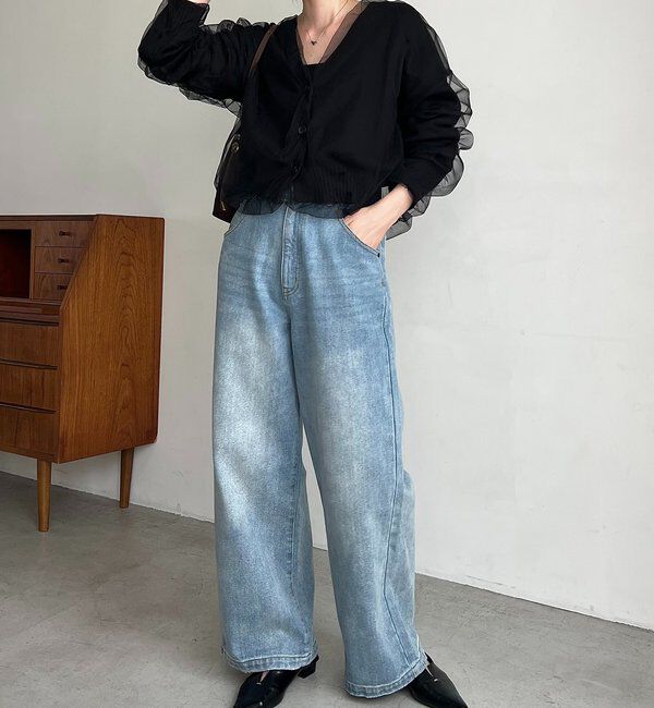  「【1枚で着映え】チュールレイヤードカーディガン」|カーディガン|