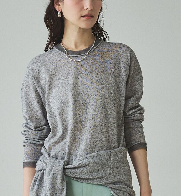 qualite「シアーミックスニットプルオーバー」|Tシャツ・カットソー|グレー