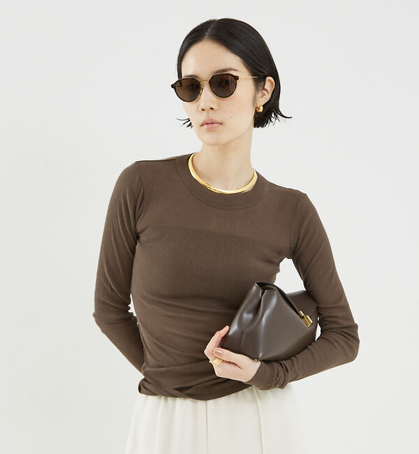 The Store by C' 「【NINETY PERCENT】ANIS SOFT RIB LONG SLEEV」|Tシャツ・カットソー|ブラウン