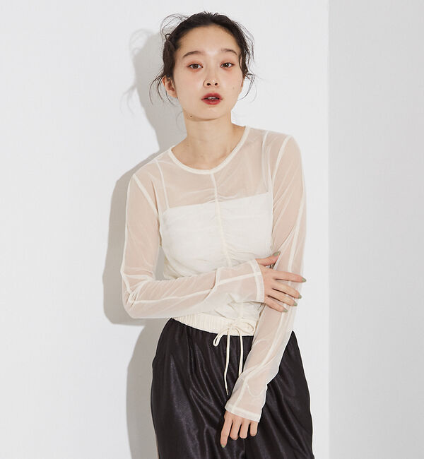 NOMINE「フロントシャーリング シアー ロンT」|Tシャツ・カットソー|アイボリー