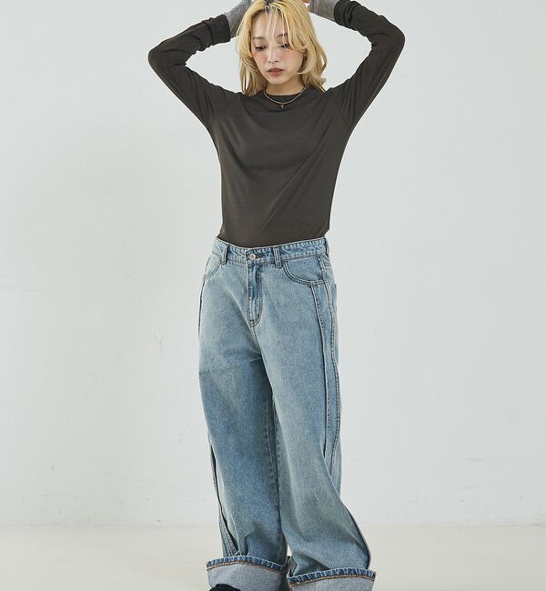 NOMINE「サイドライン ワイド デニムパンツ【予約】」|デニム|