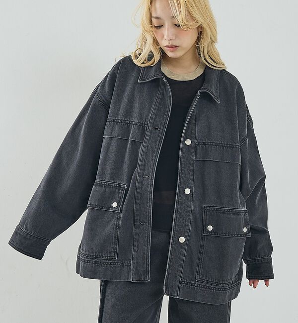 NOMINE「【セットアップ対応】オーバーサイズ デニム ジャケット / カバーオール【予約】」|その他|チャコールグレー