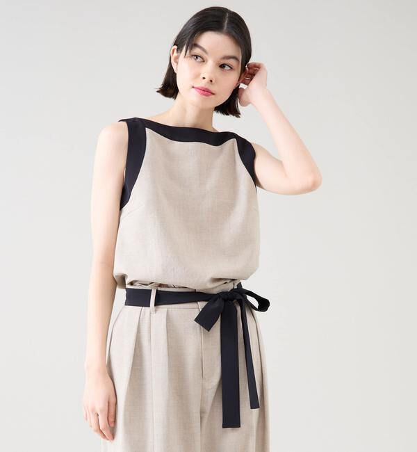 TIARA「バイカラーノースリーブブラウス（セットアップ可）」|シャツ・ブラウス|