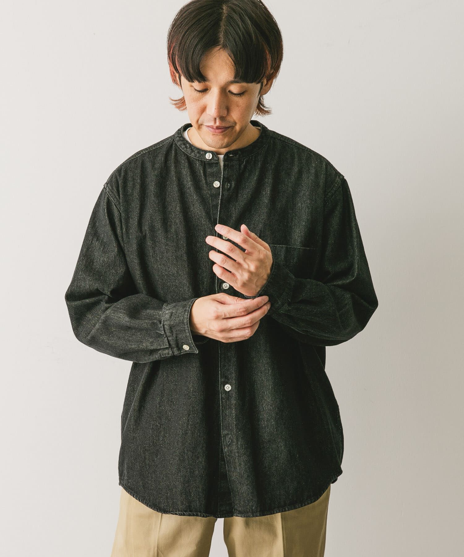 URBAN RESEARCH DOORS「デニムバンドカラーシャツ」|シャツ・ブラウス|