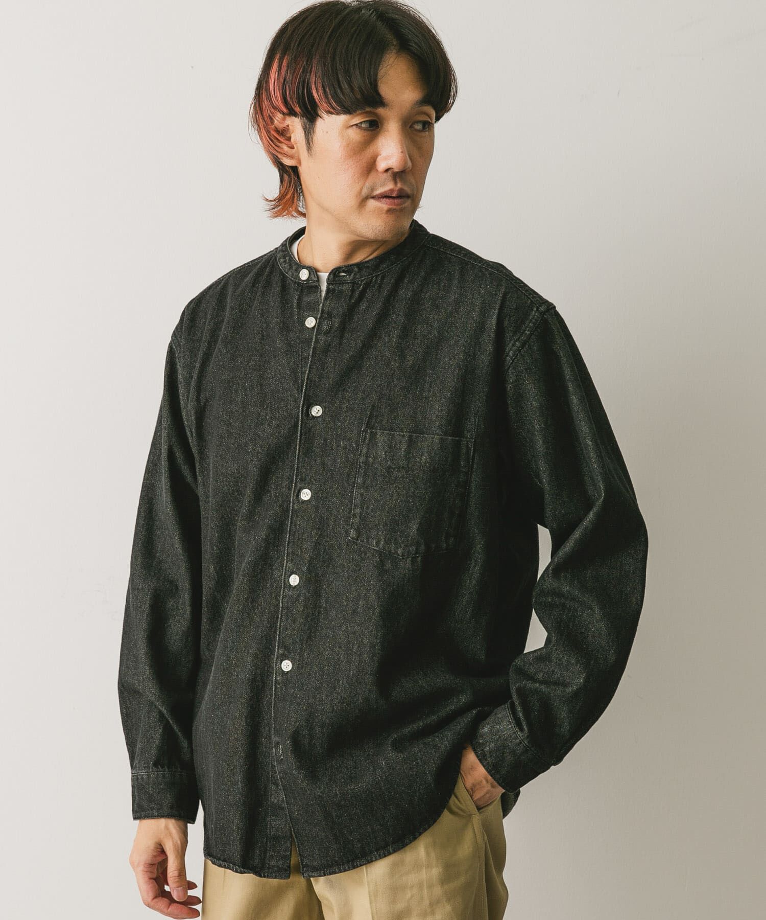 URBAN RESEARCH DOORS「デニムバンドカラーシャツ」|シャツ・ブラウス|