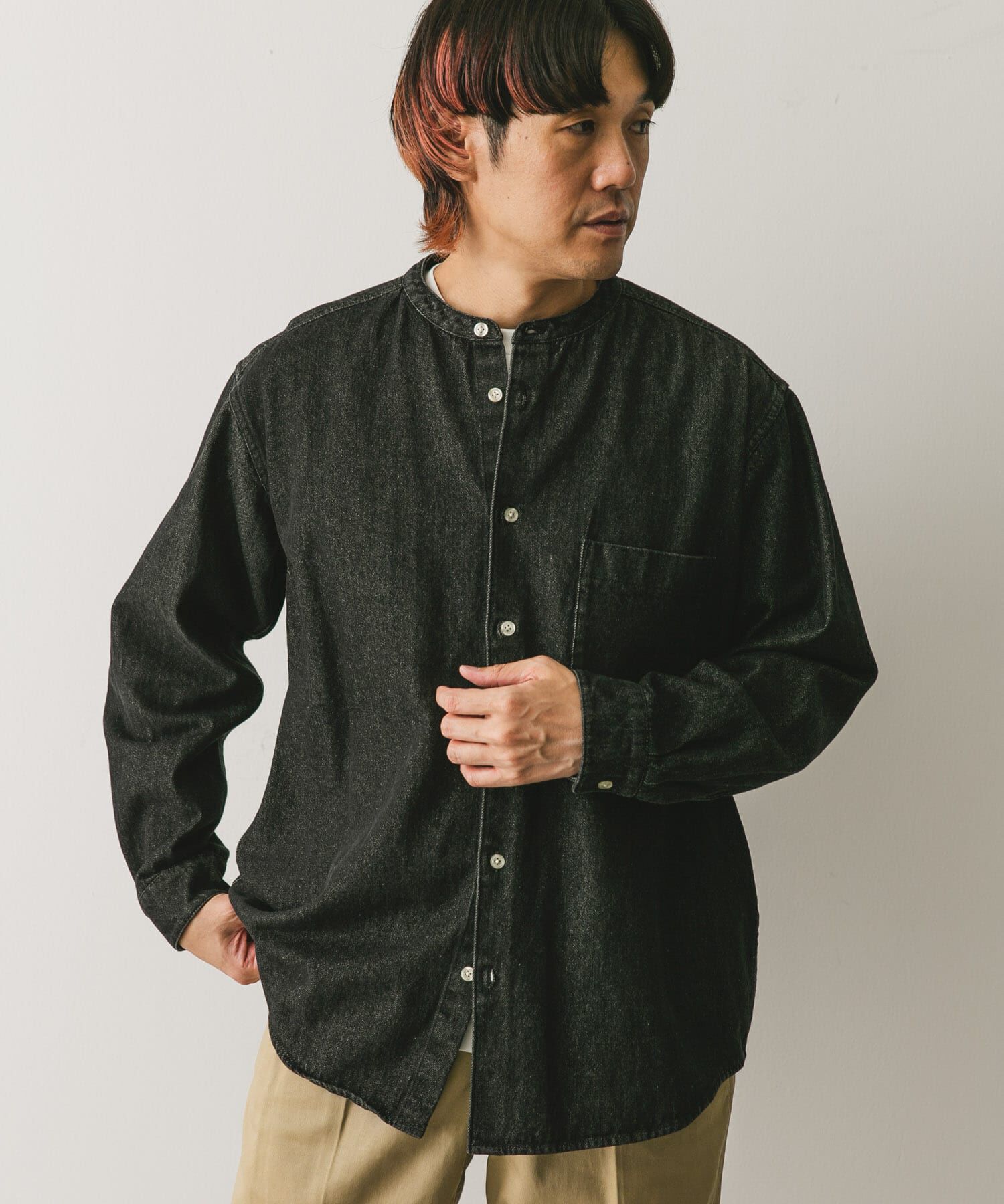 URBAN RESEARCH DOORS「デニムバンドカラーシャツ」|シャツ・ブラウス|