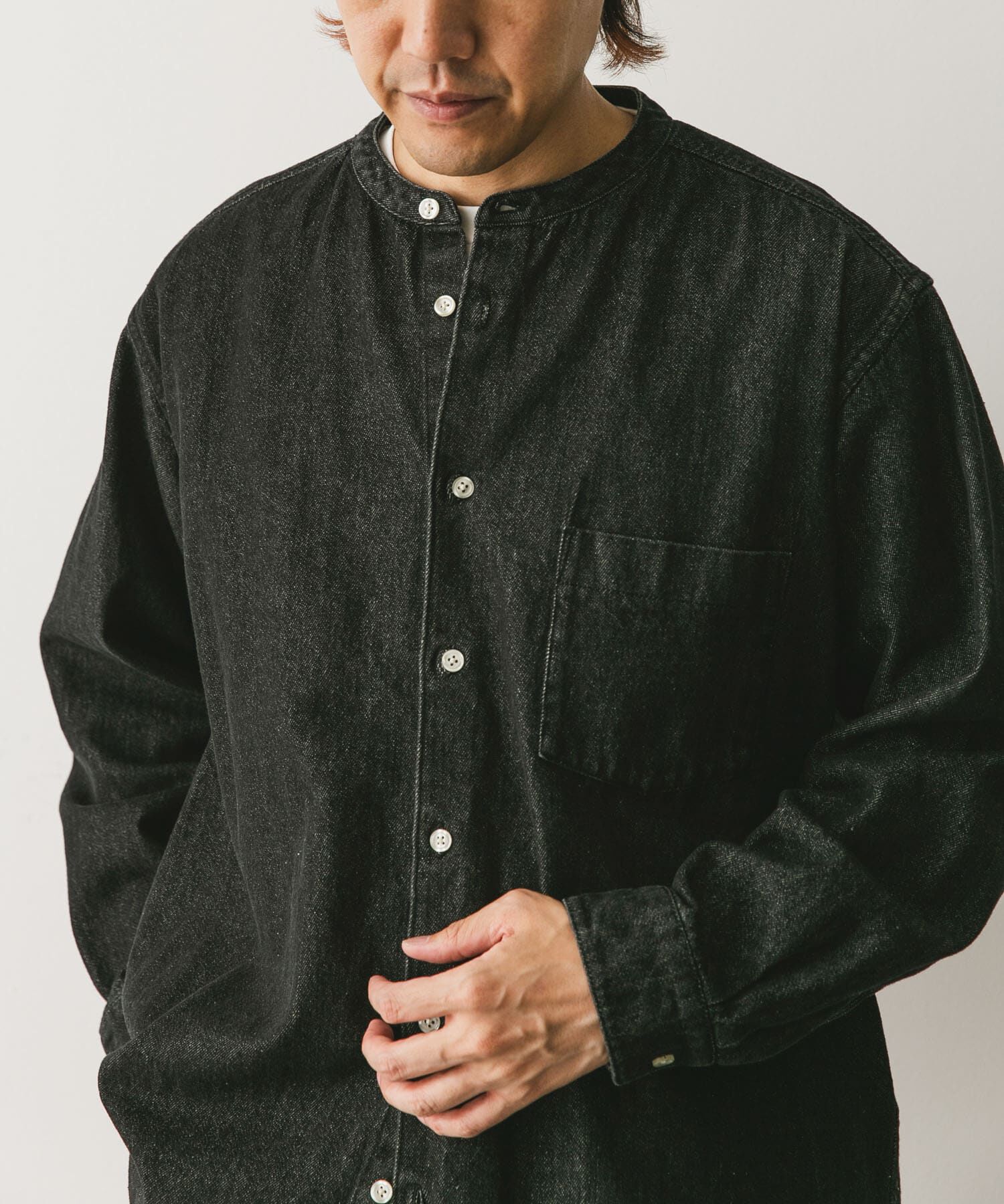 URBAN RESEARCH DOORS「デニムバンドカラーシャツ」|シャツ・ブラウス|