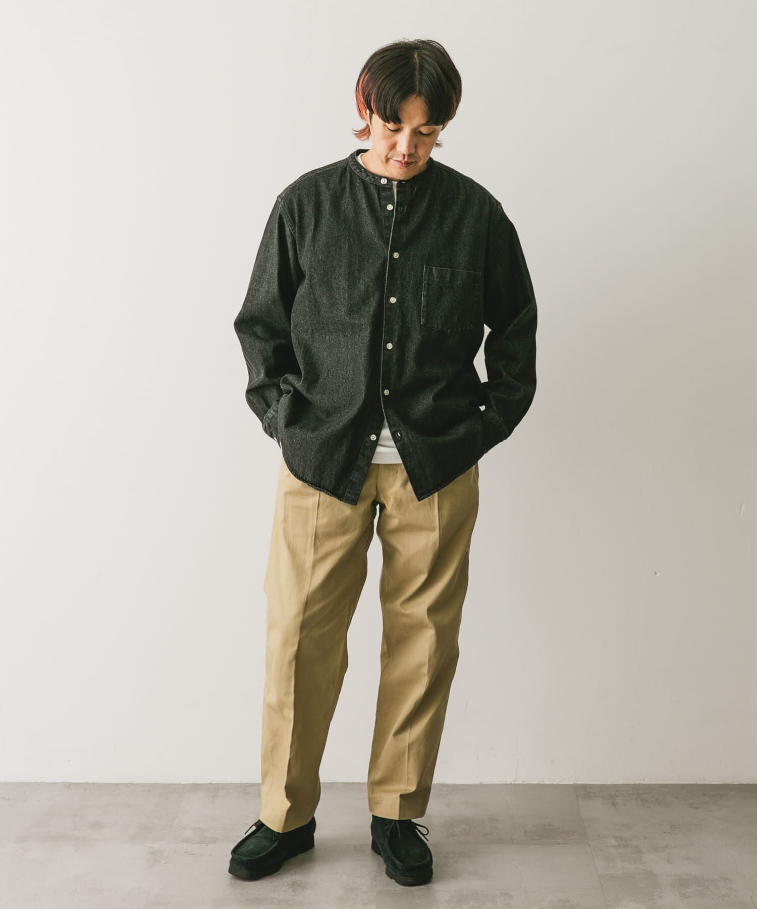 URBAN RESEARCH DOORS「デニムバンドカラーシャツ」|シャツ・ブラウス|