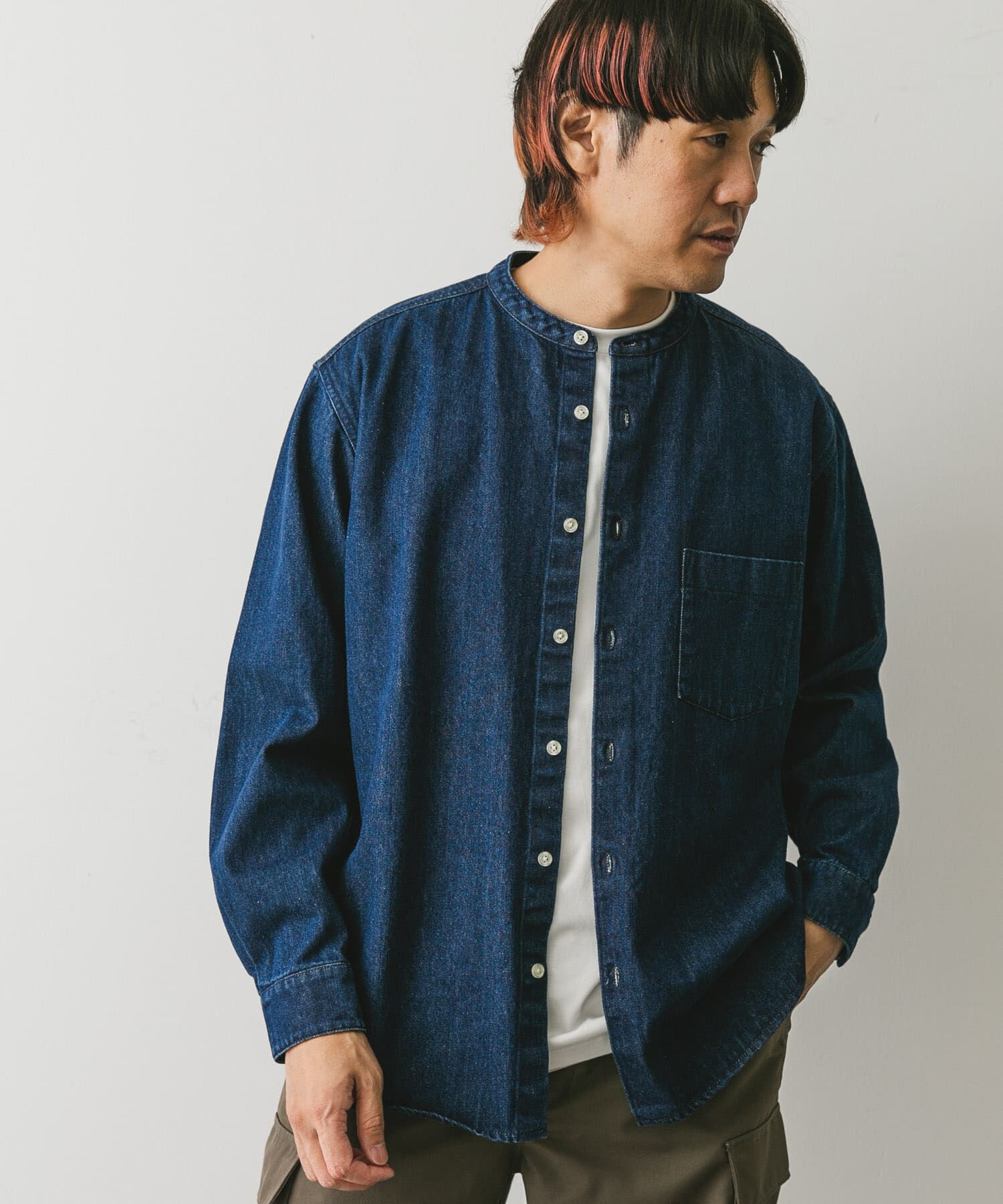 URBAN RESEARCH DOORS「デニムバンドカラーシャツ」|シャツ・ブラウス|