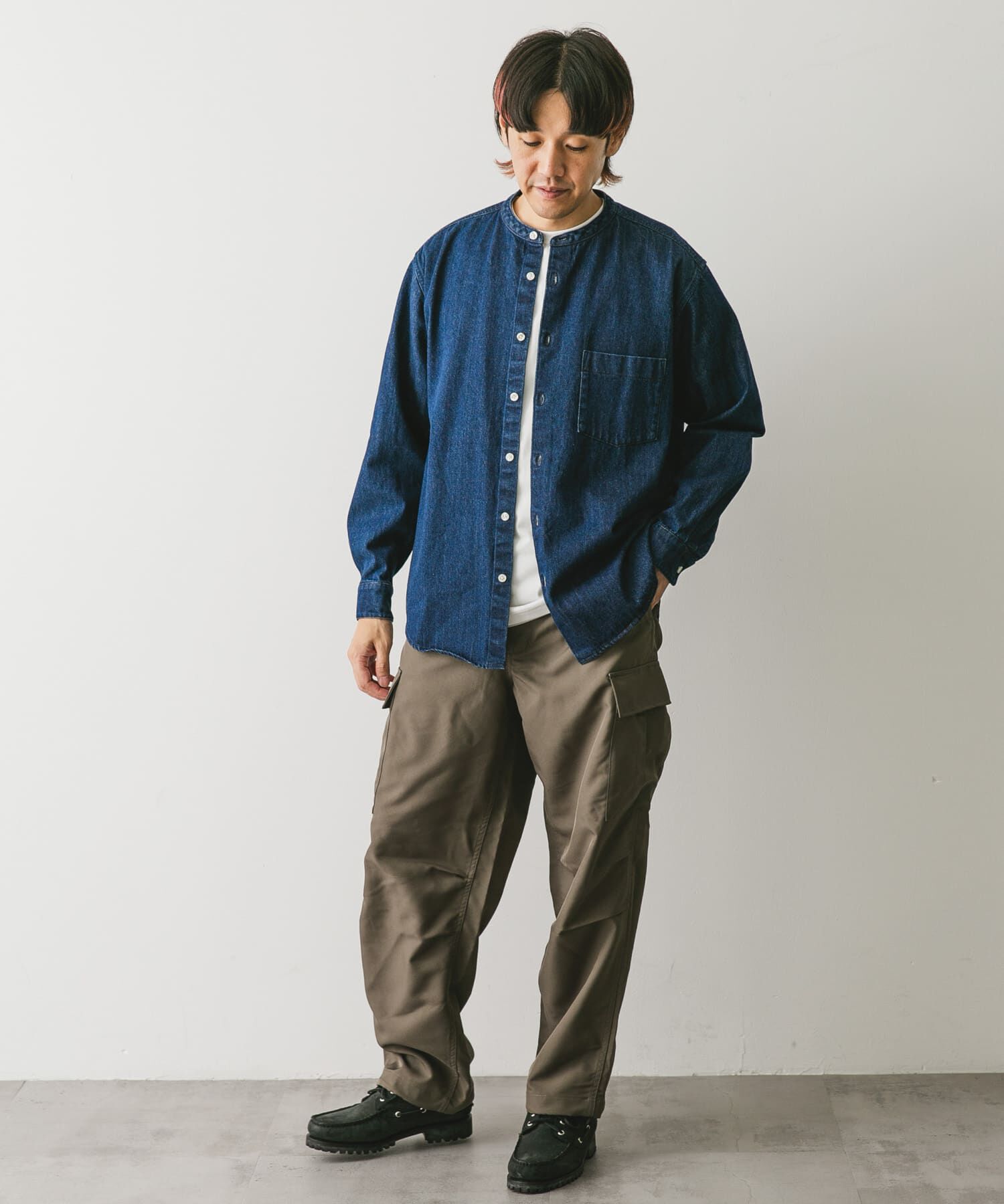 URBAN RESEARCH DOORS「デニムバンドカラーシャツ」|シャツ・ブラウス|