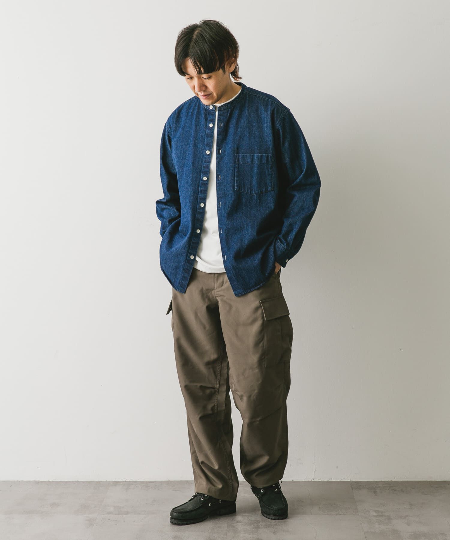 URBAN RESEARCH DOORS「デニムバンドカラーシャツ」|シャツ・ブラウス|