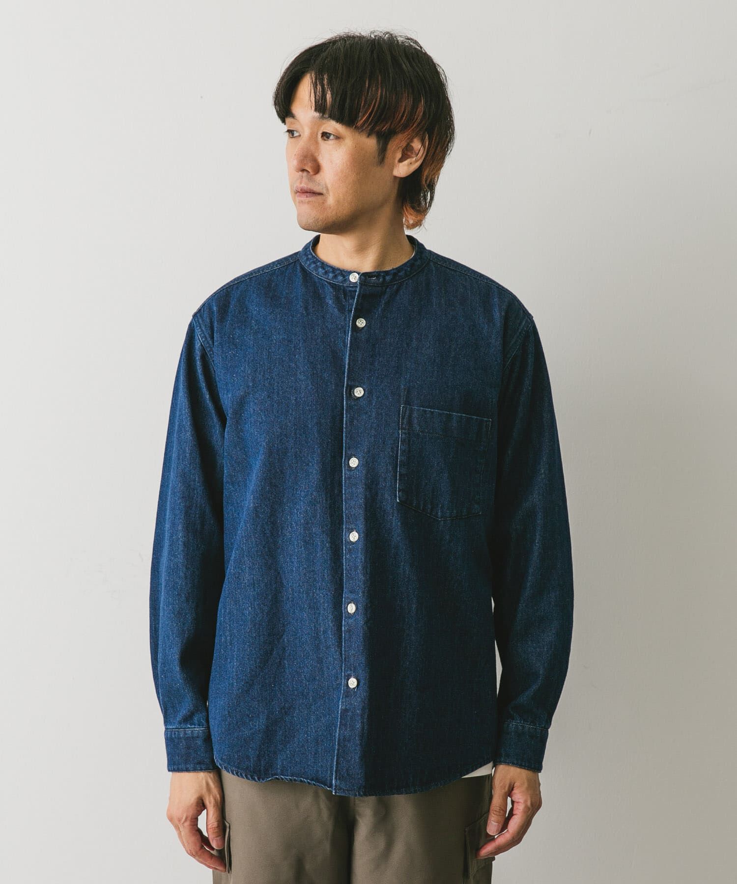 URBAN RESEARCH DOORS「デニムバンドカラーシャツ」|シャツ・ブラウス|
