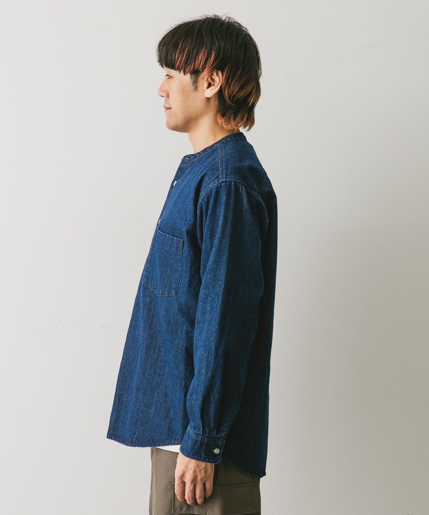 URBAN RESEARCH DOORS「デニムバンドカラーシャツ」|シャツ・ブラウス|