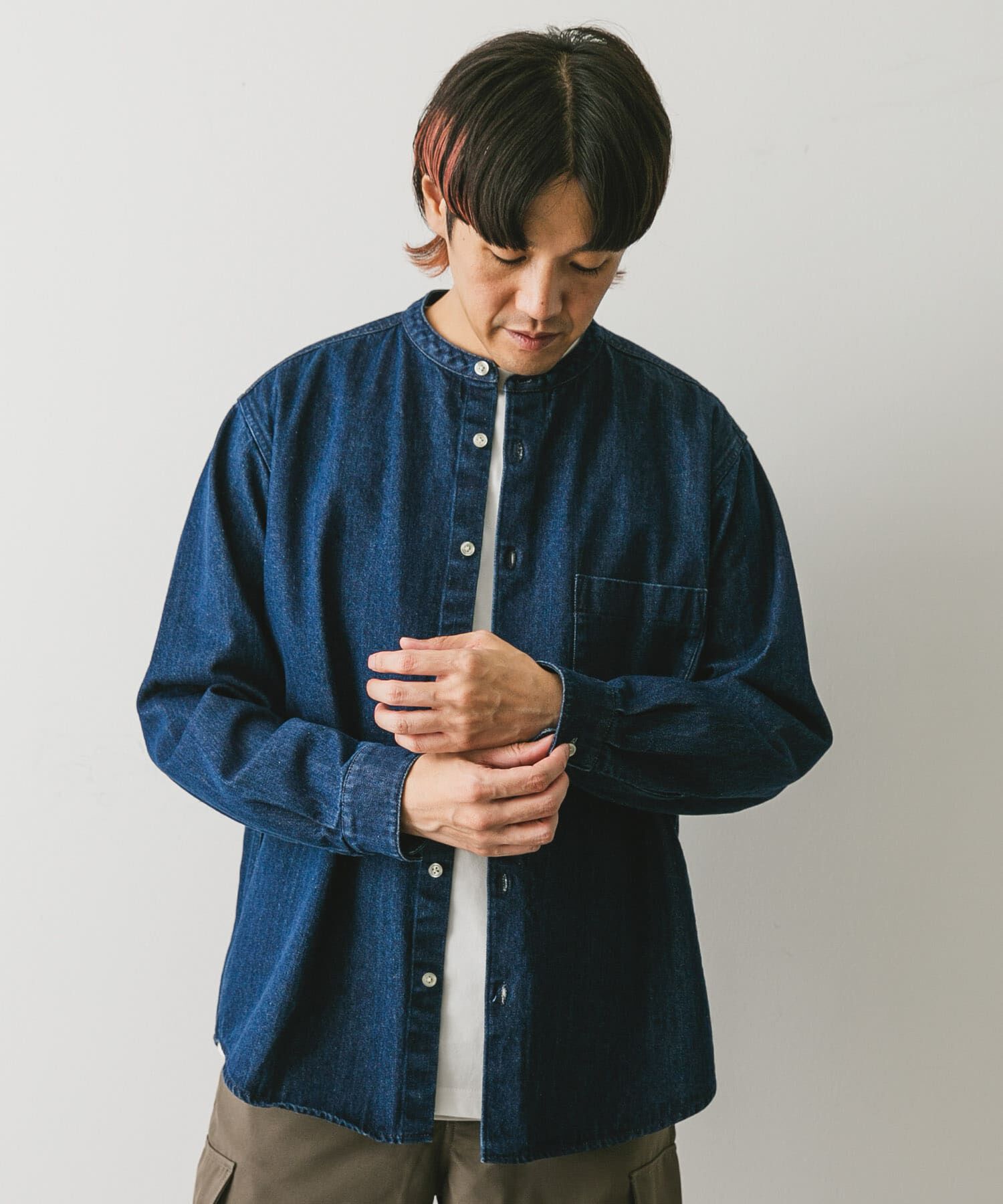 URBAN RESEARCH DOORS「デニムバンドカラーシャツ」|シャツ・ブラウス|