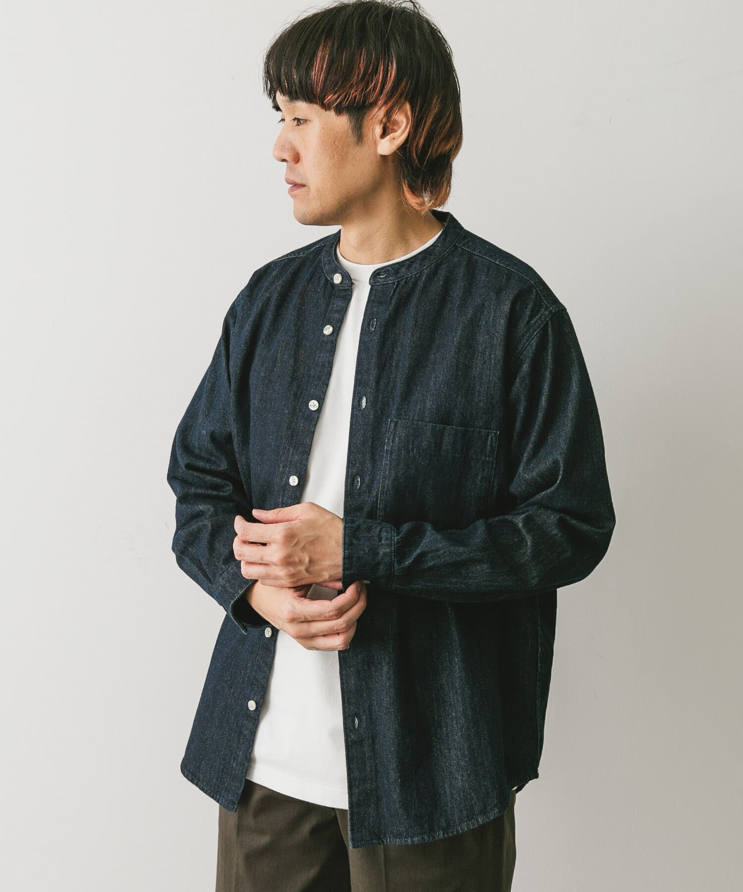 URBAN RESEARCH DOORS「デニムバンドカラーシャツ」|シャツ・ブラウス|