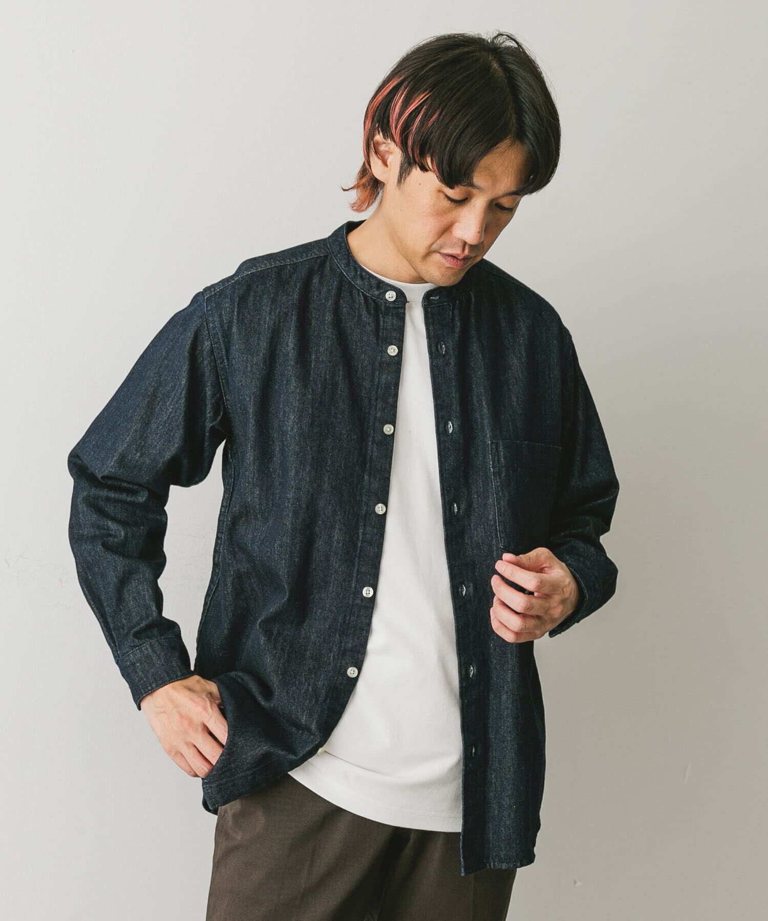 URBAN RESEARCH DOORS「デニムバンドカラーシャツ」|シャツ・ブラウス|