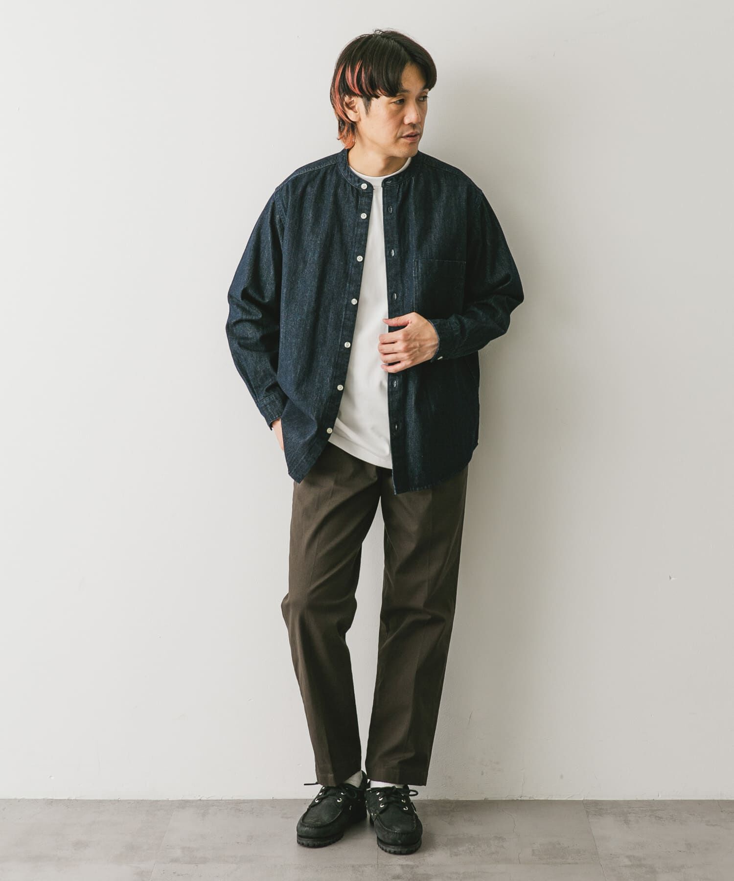 URBAN RESEARCH DOORS「デニムバンドカラーシャツ」|シャツ・ブラウス|