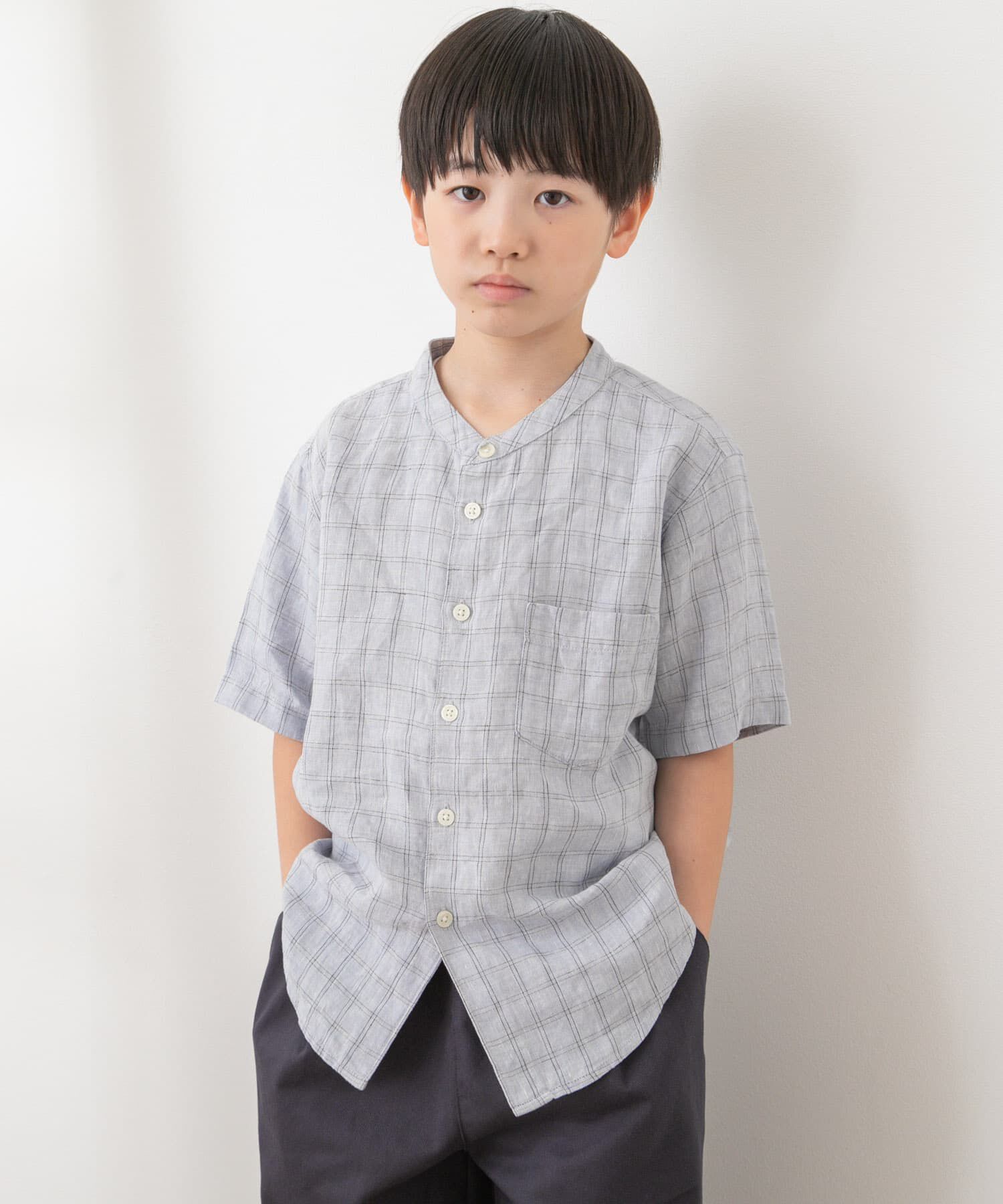 URBAN RESEARCH DOORS「『親子リンク』シルケットリネンバンドカラーシャツ(KIDS)」|その他|
