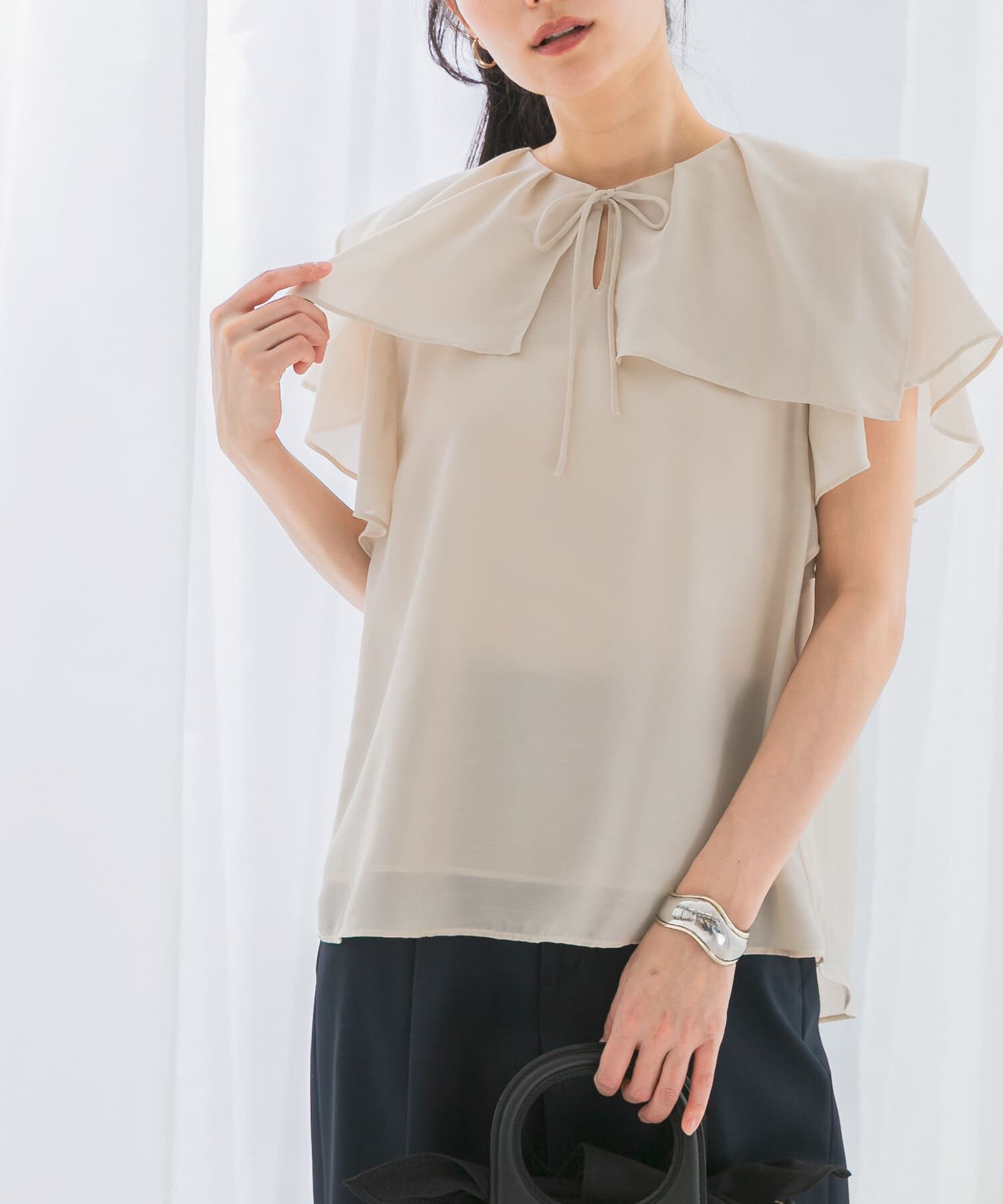 URBAN RESEARCH ROSSO「イージーケアフリルブラウス」|シャツ・ブラウス|