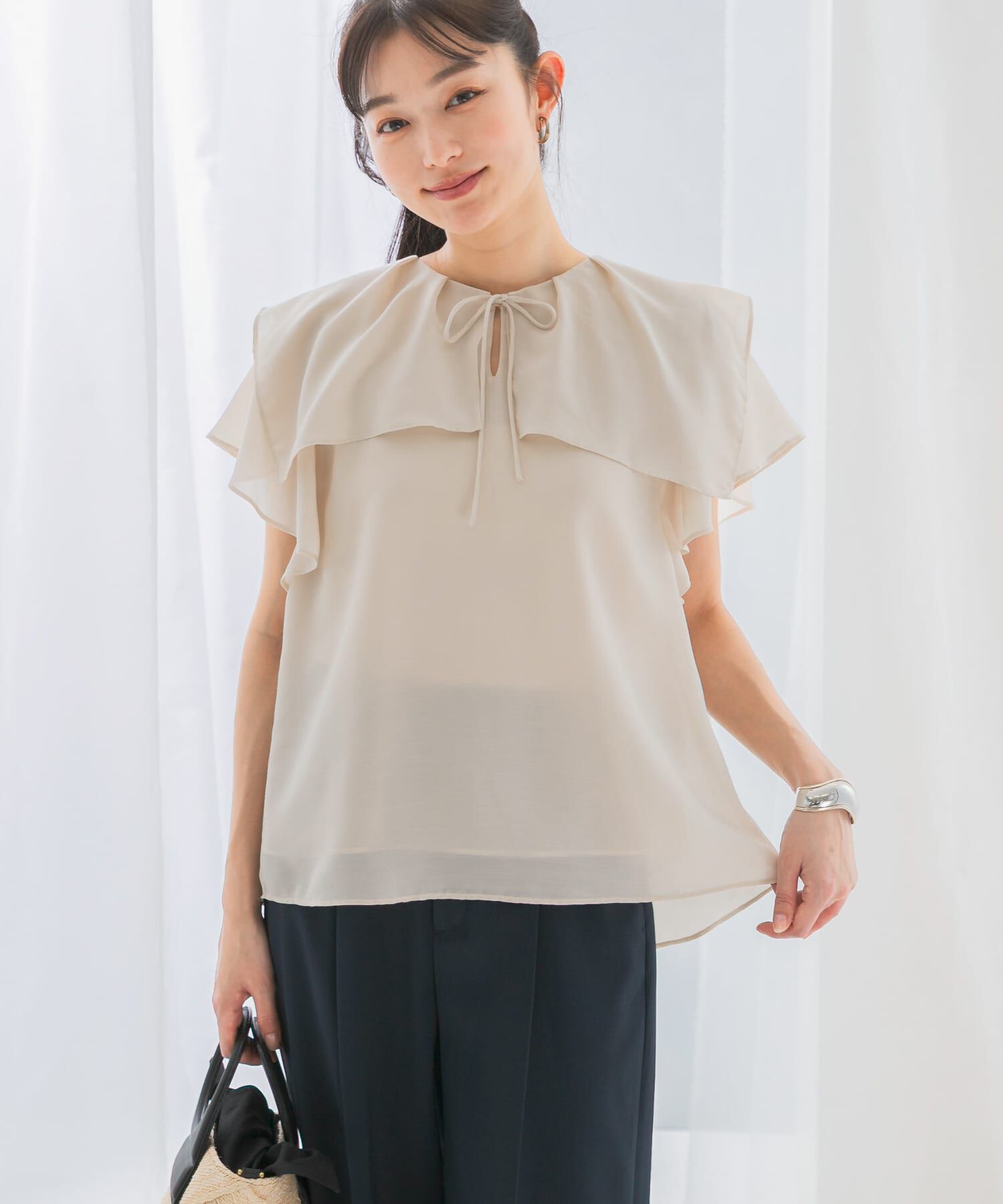 URBAN RESEARCH ROSSO「イージーケアフリルブラウス」|シャツ・ブラウス|