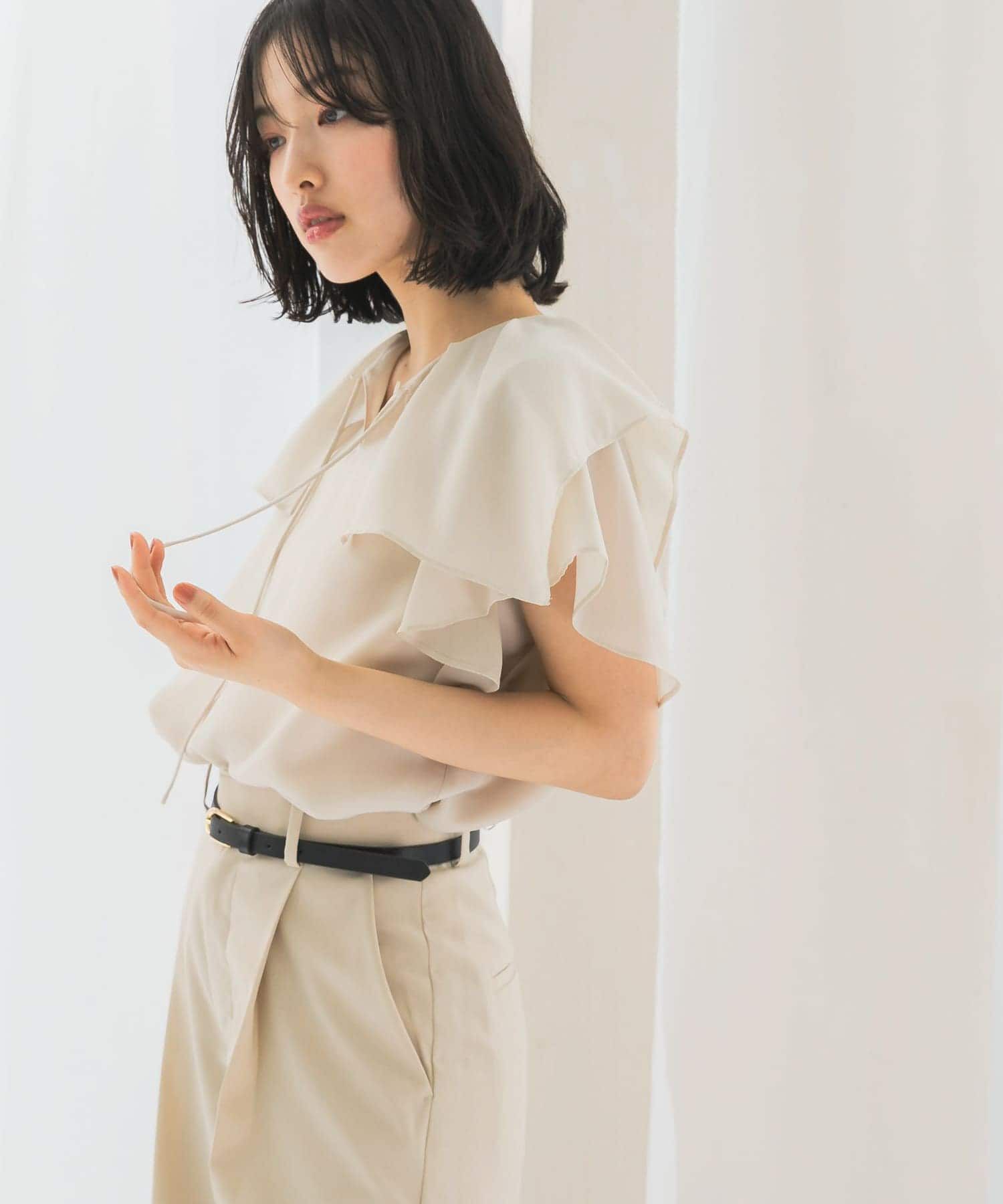 URBAN RESEARCH ROSSO「イージーケアフリルブラウス」|シャツ・ブラウス|