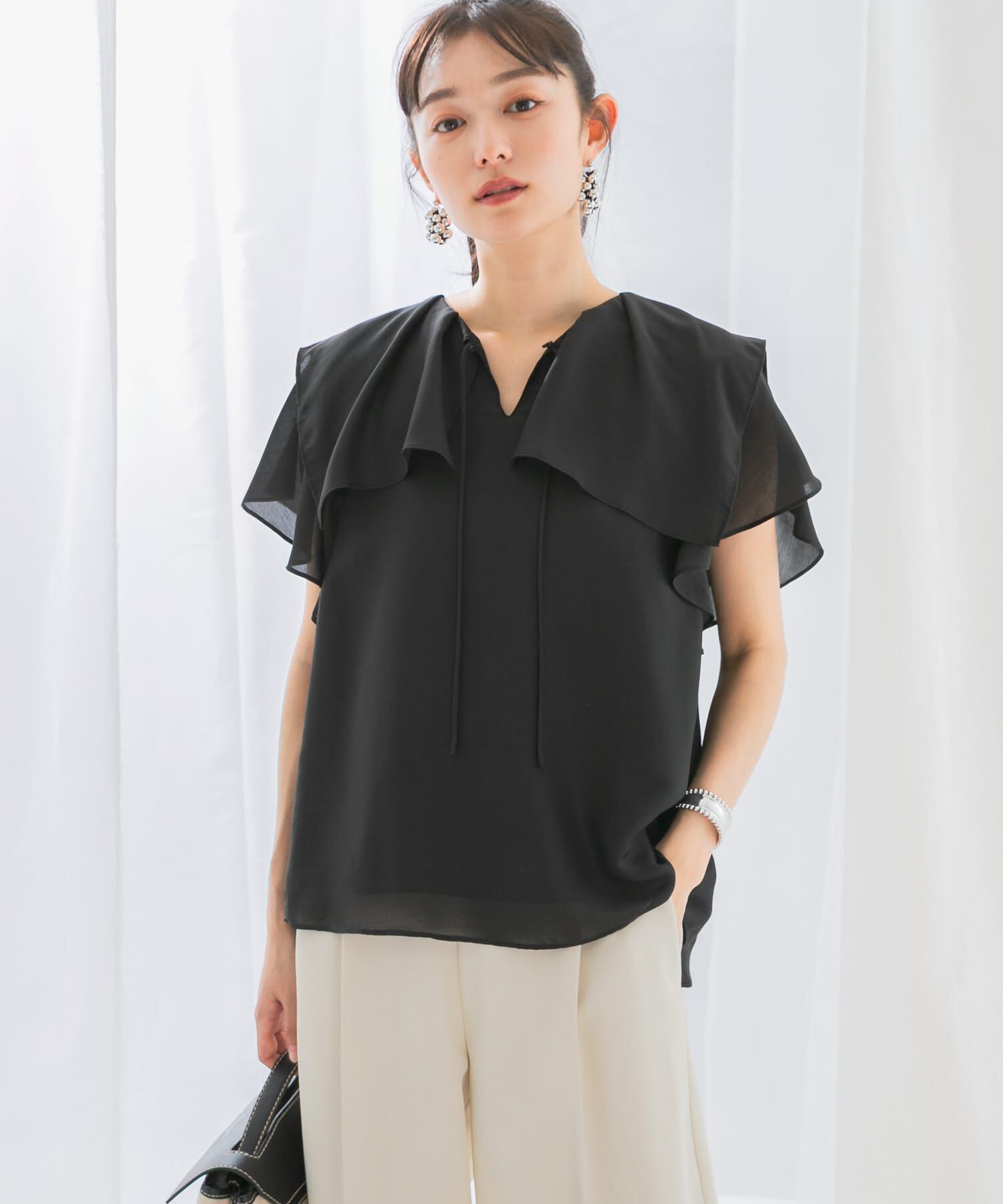 URBAN RESEARCH ROSSO「イージーケアフリルブラウス」|シャツ・ブラウス|