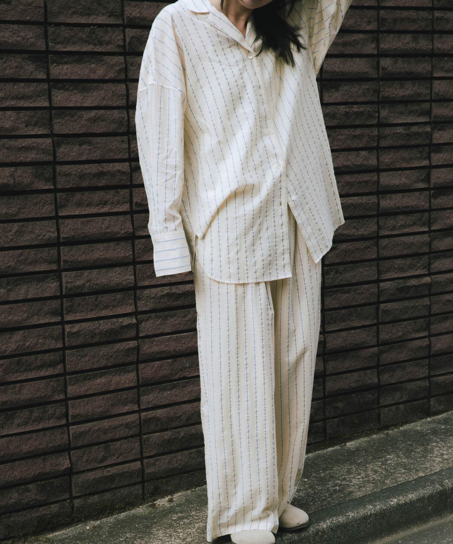 URBAN RESEARCH「new basic　インドコットンサッカーストライプシャツ」|シャツ・ブラウス|