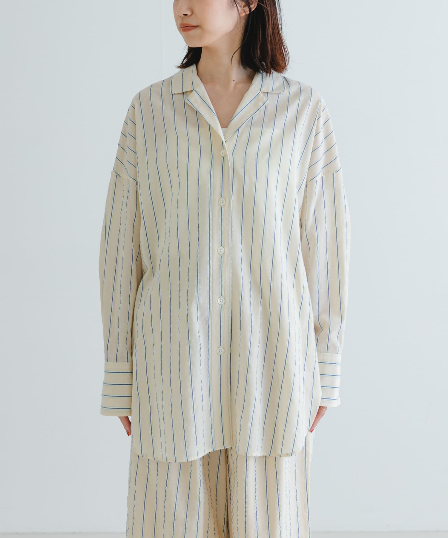 URBAN RESEARCH「new basic　インドコットンサッカーストライプシャツ」|シャツ・ブラウス|