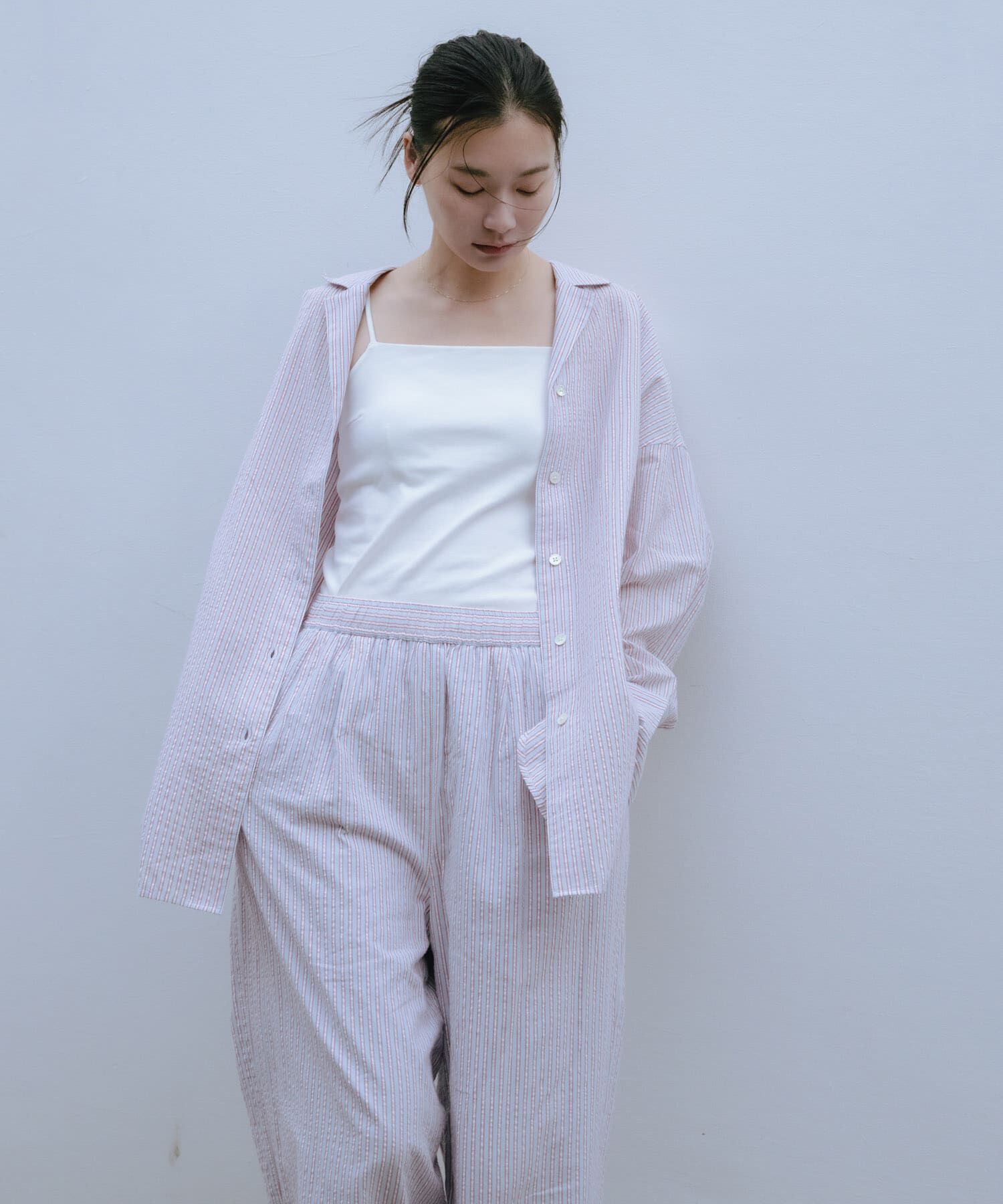 URBAN RESEARCH「new basic　インドコットンサッカーストライプシャツ」|シャツ・ブラウス|