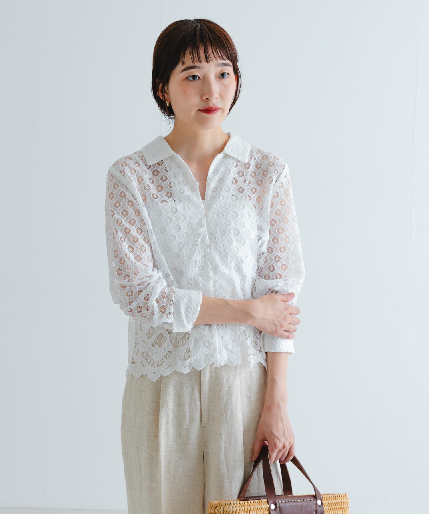 URBAN RESEARCH「インドレースオープンカラーシャツ」|シャツ・ブラウス|