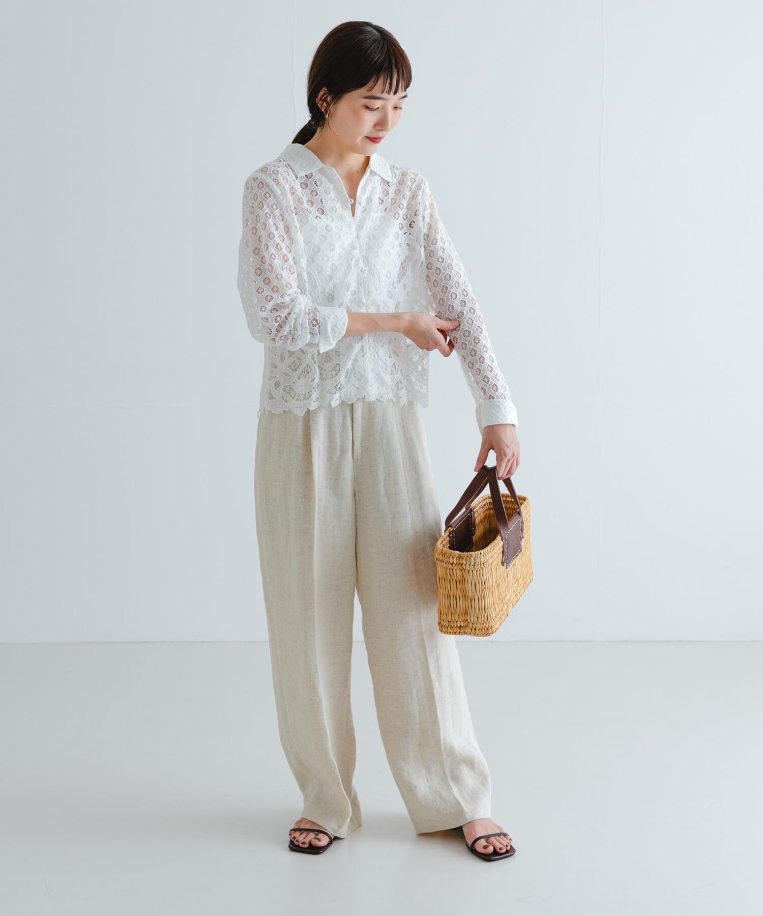 URBAN RESEARCH「インドレースオープンカラーシャツ」|シャツ・ブラウス|