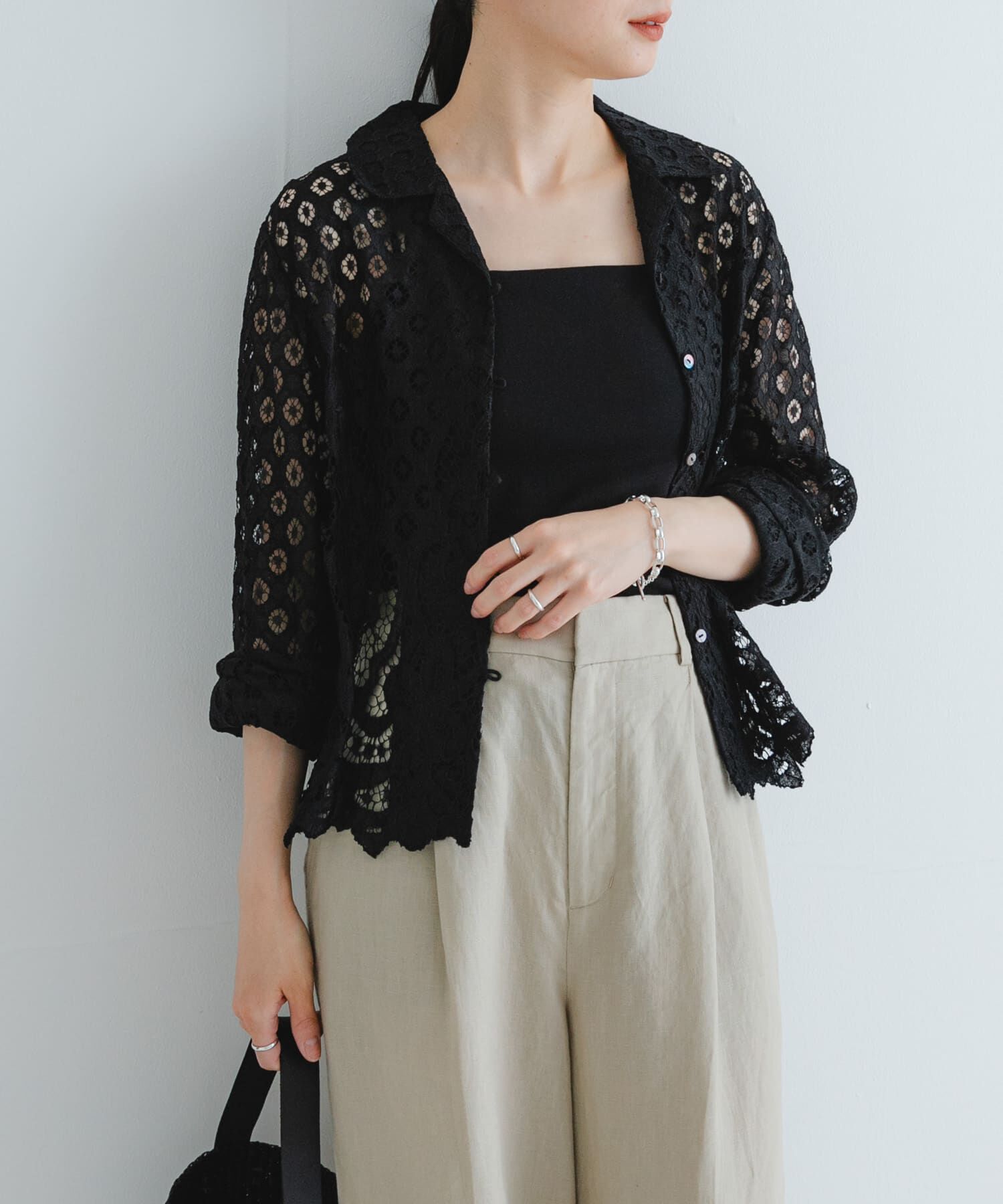 URBAN RESEARCH「インドレースオープンカラーシャツ」|シャツ・ブラウス|