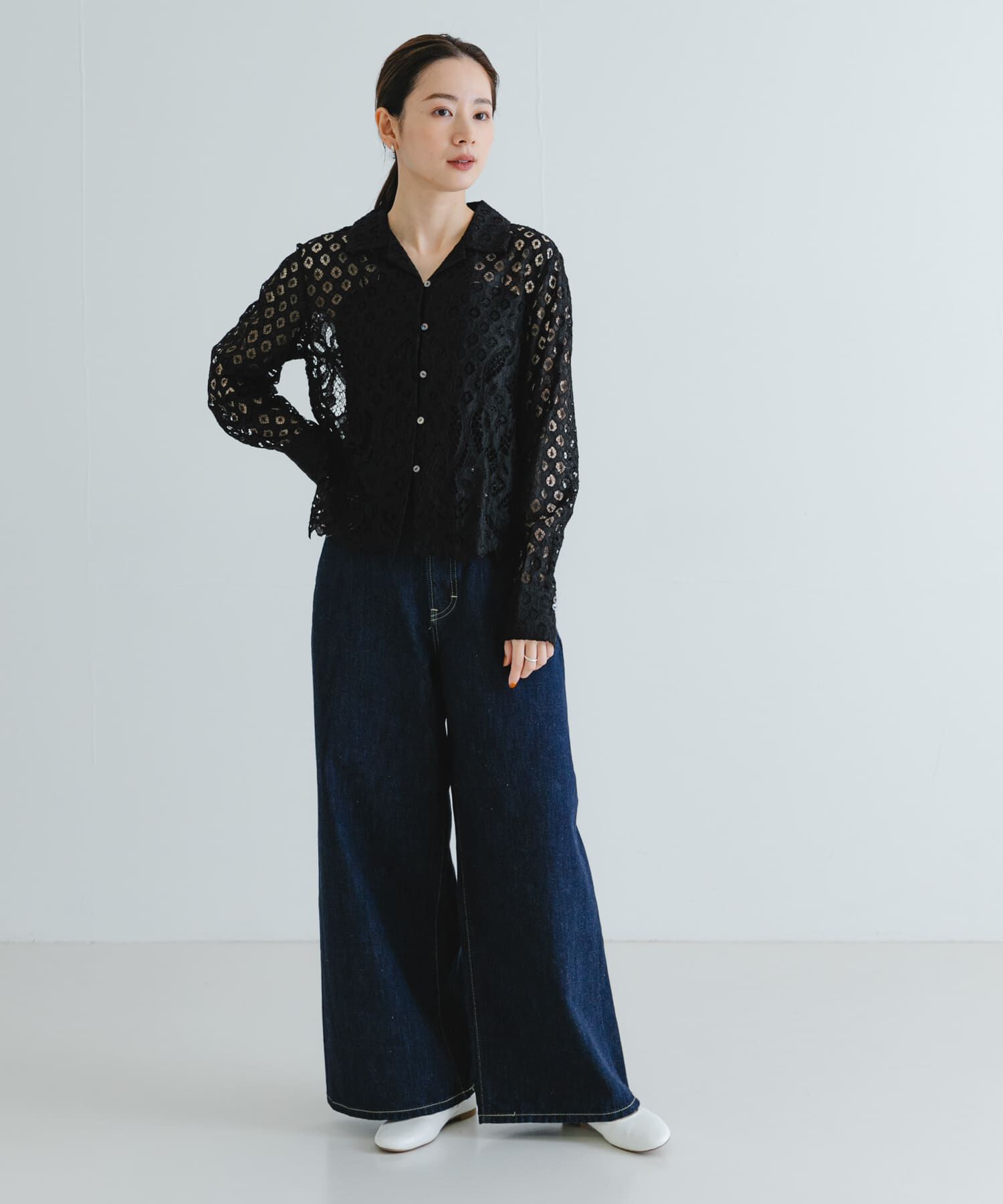 URBAN RESEARCH「インドレースオープンカラーシャツ」|シャツ・ブラウス|