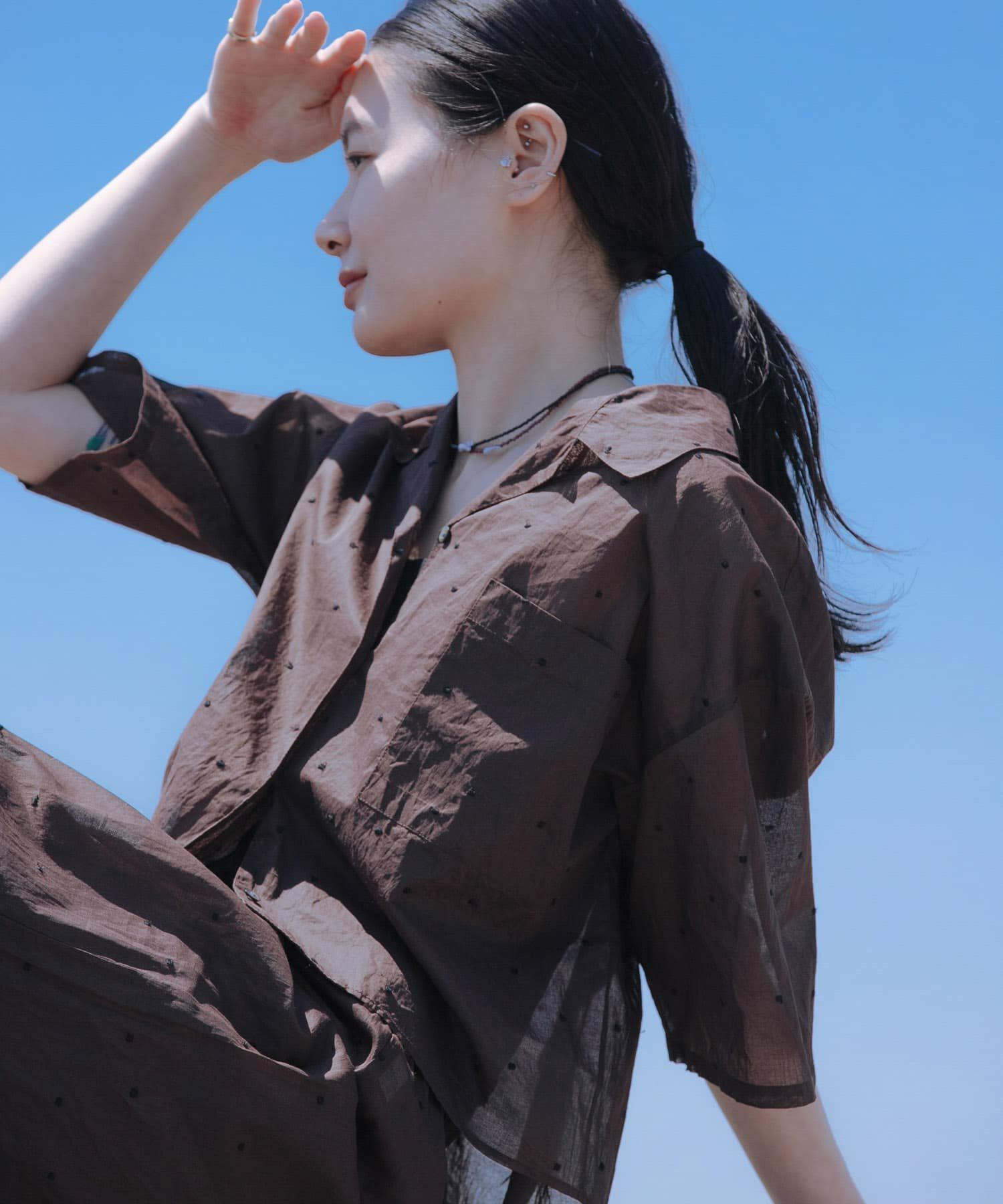 URBAN RESEARCH「new basic　オーガンジードットオープンカラーシャツ」|シャツ・ブラウス|