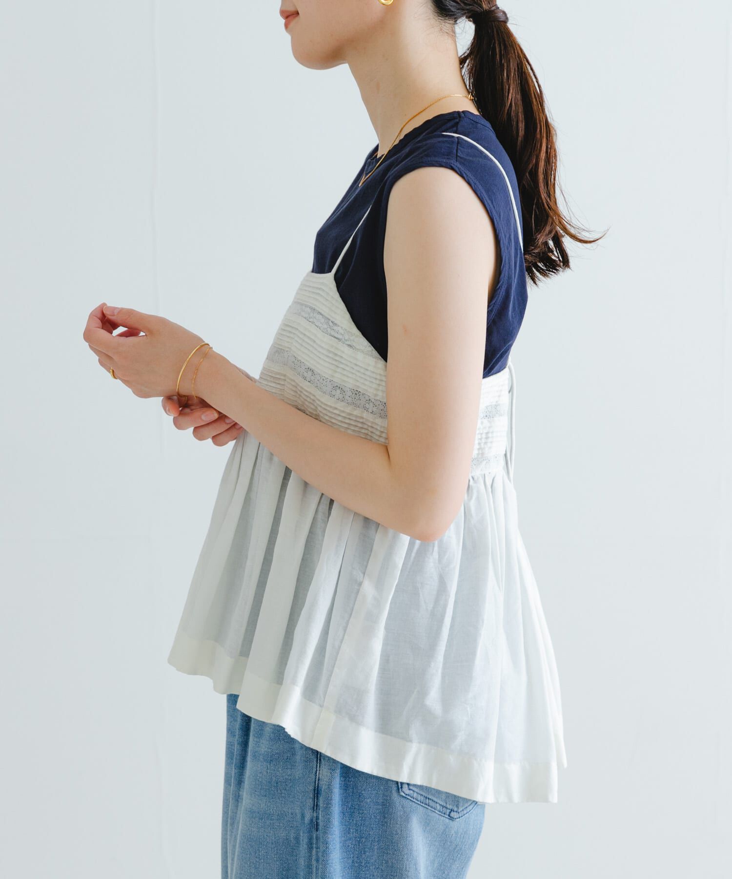 URBAN RESEARCH「レース切り替えキャミブラウス」|キャミソール|