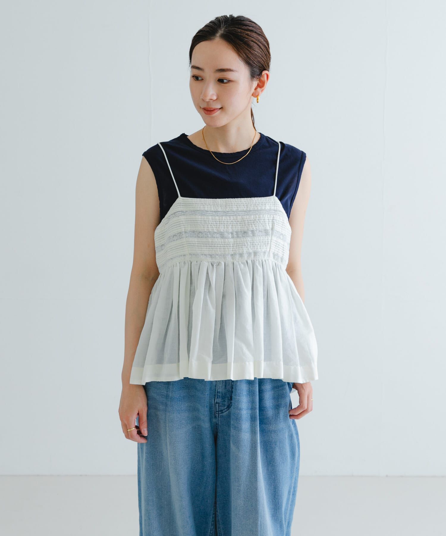 URBAN RESEARCH「レース切り替えキャミブラウス」|キャミソール|