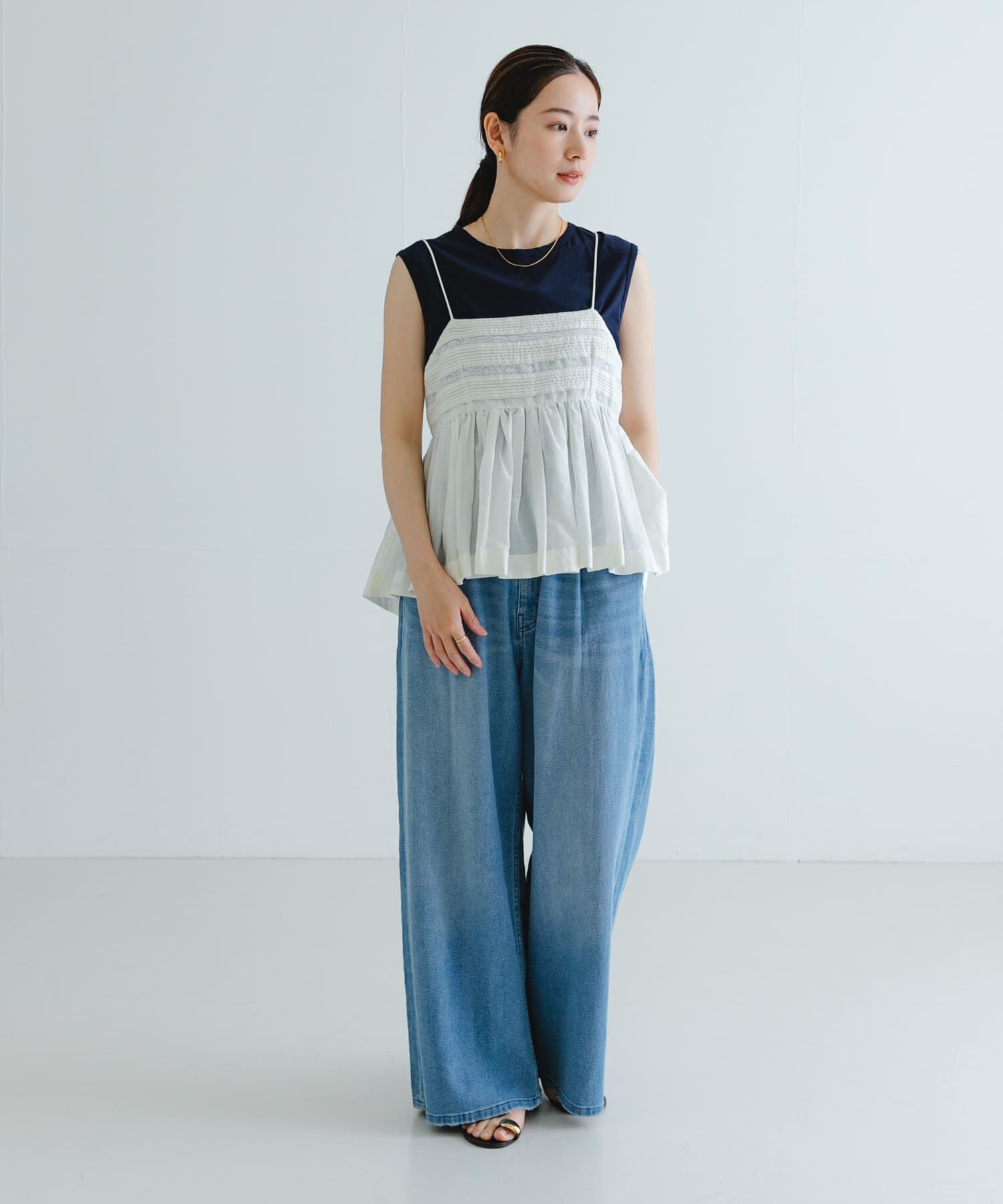 URBAN RESEARCH「レース切り替えキャミブラウス」|キャミソール|