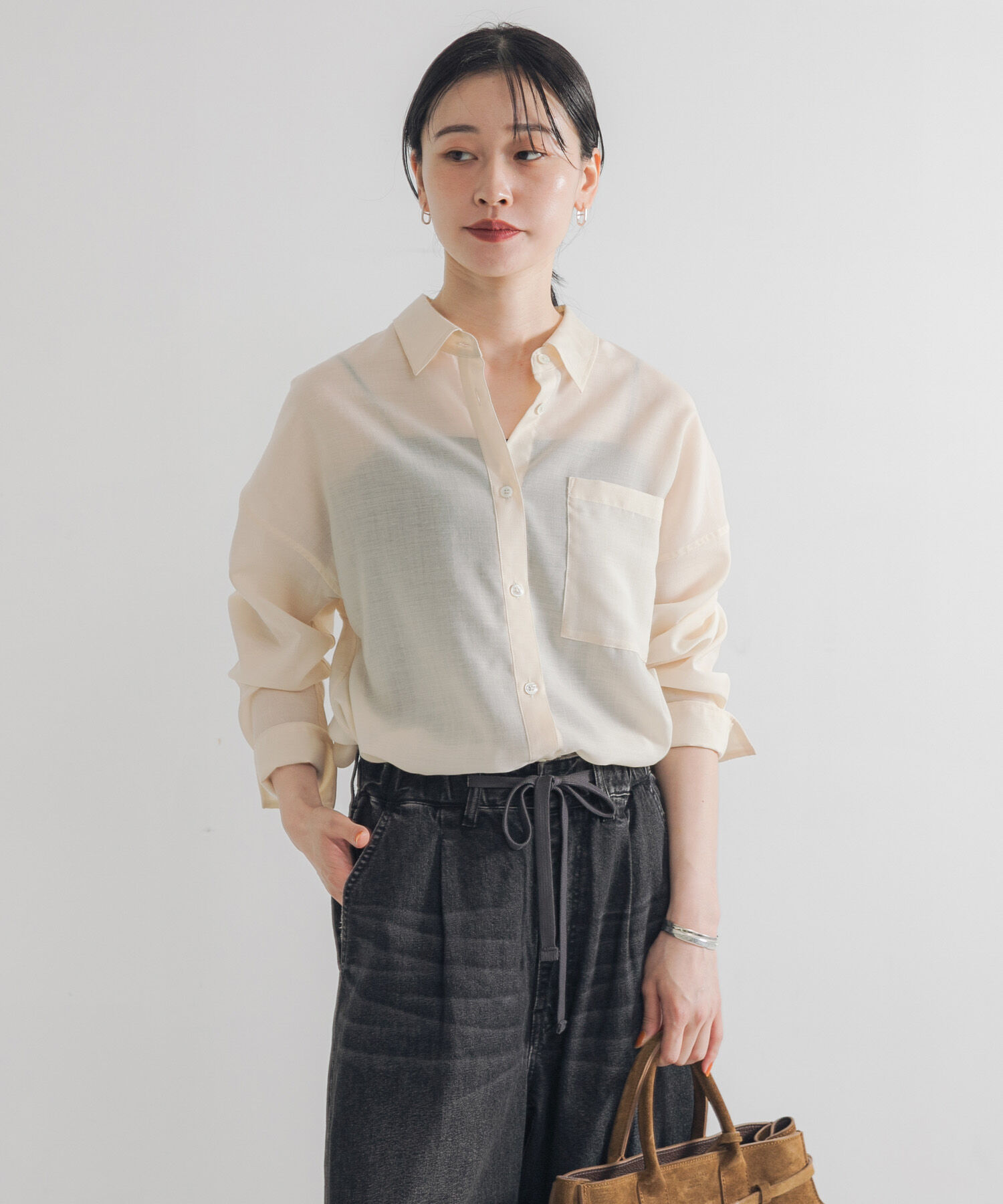 URBAN RESEARCH「シアーウールレギュラーカラーシャツ」|シャツ・ブラウス|アイボリー