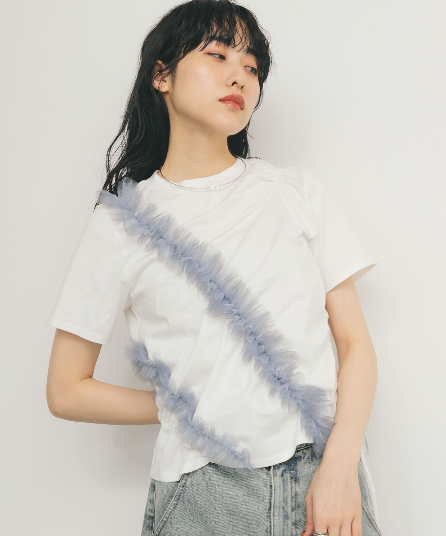  「シャーリングフリルTEE」|Tシャツ・カットソー|