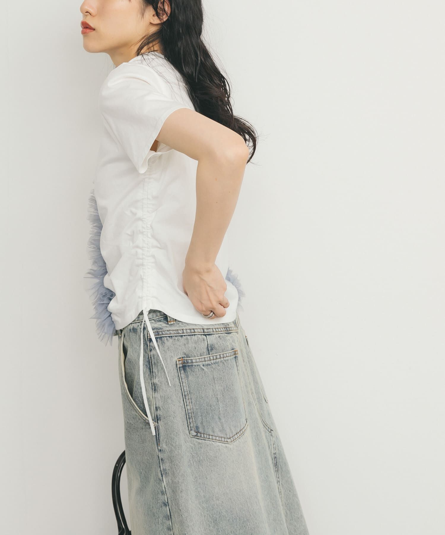  「シャーリングフリルTEE」|Tシャツ・カットソー|