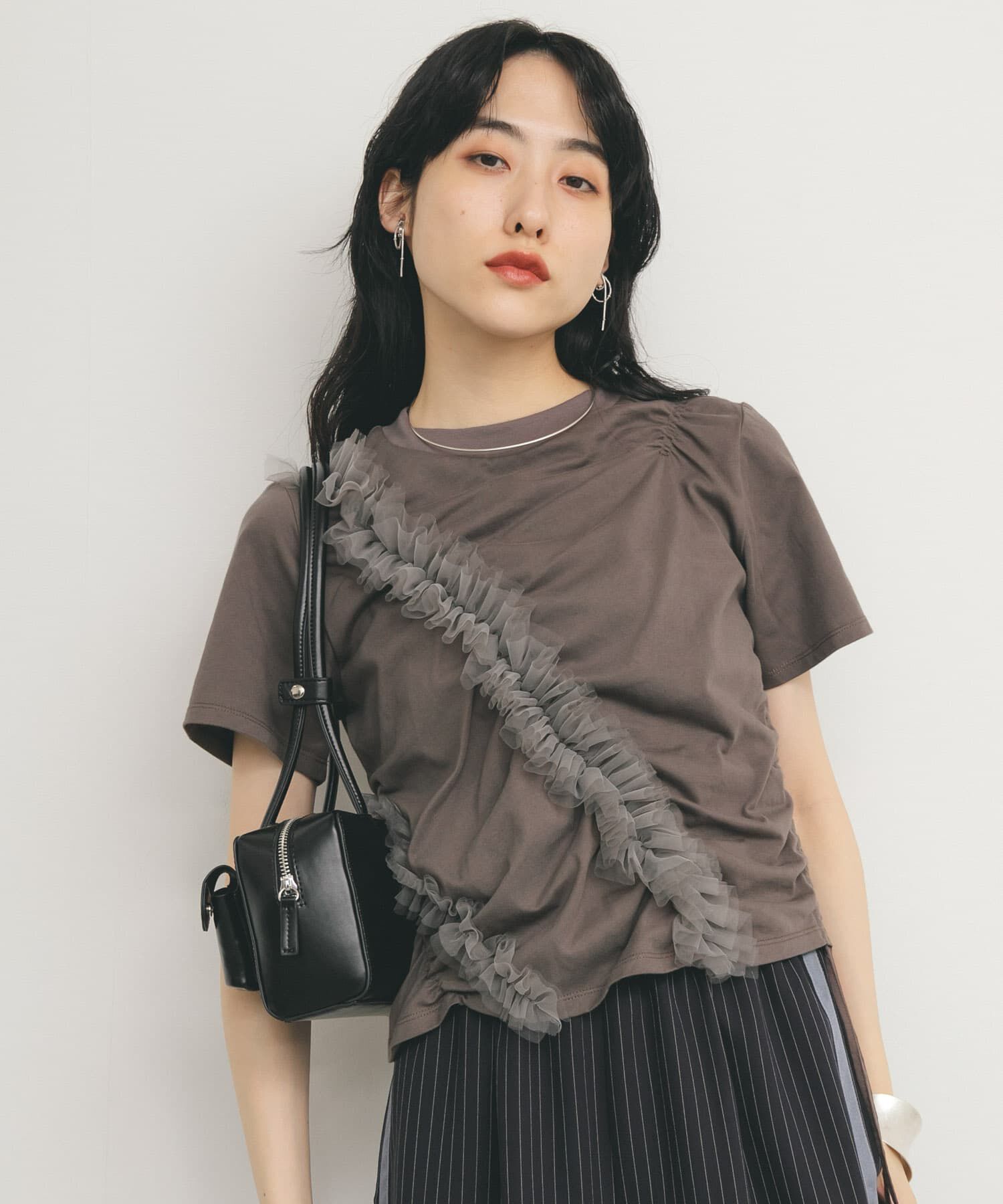  「シャーリングフリルTEE」|Tシャツ・カットソー|
