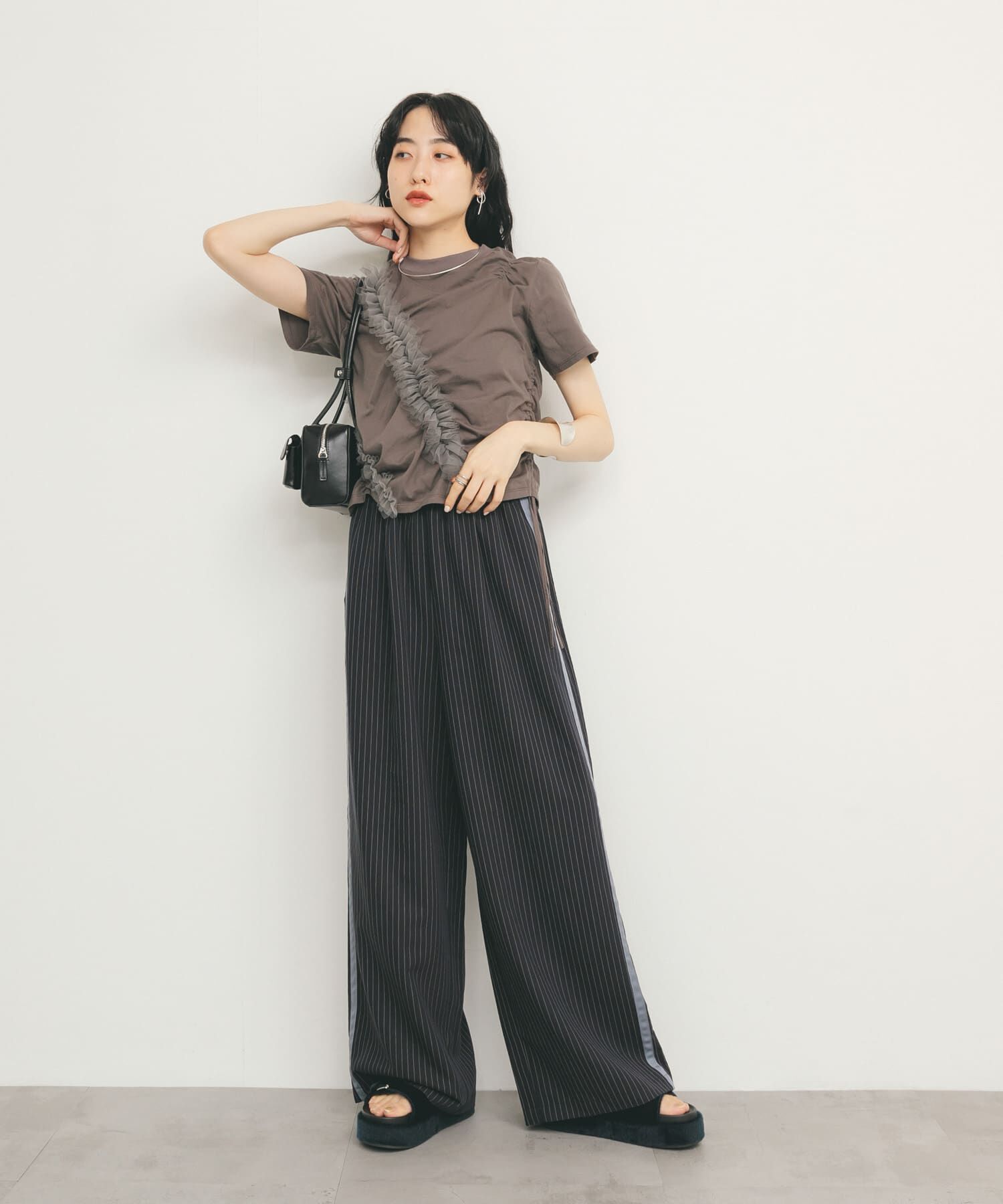  「シャーリングフリルTEE」|Tシャツ・カットソー|