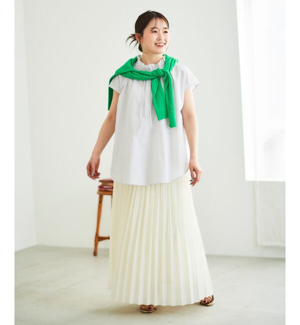  「ストライプフリルカラーブラウス」|シャツ・ブラウス|